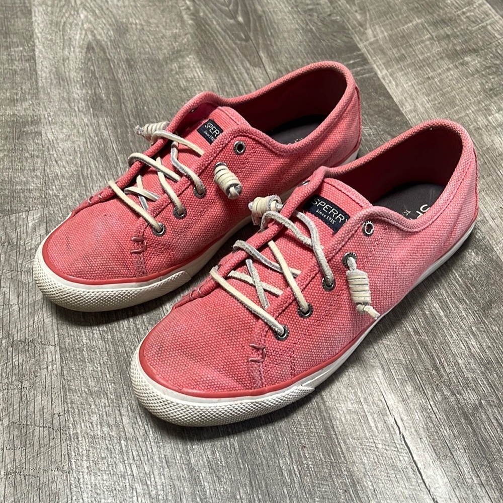 Sperry Pink Canvas Lace-Up Sneakers